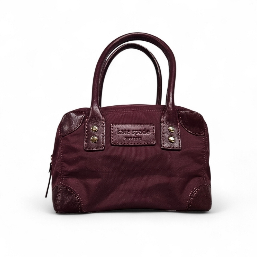 Kate Spade Burgundy Nylon Leather Shoulder Satchel Handbag